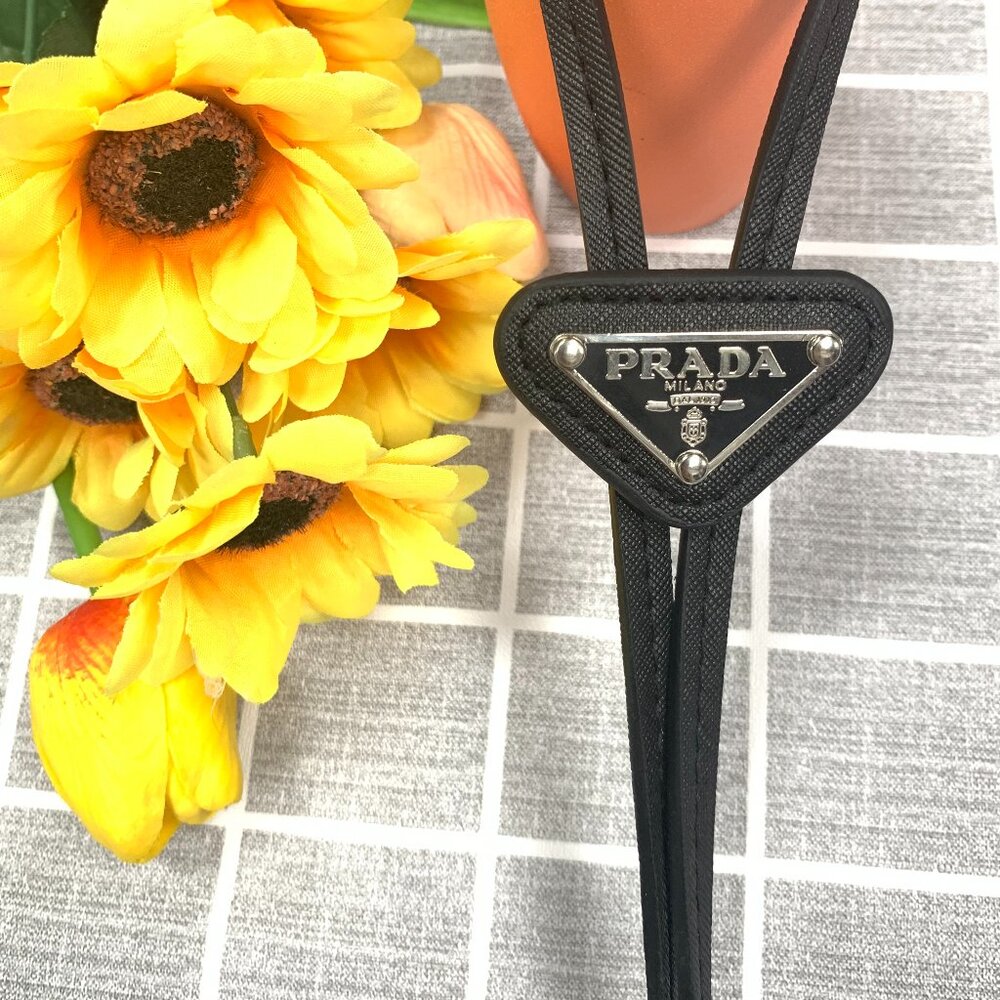 PRADA Black Saffiano Leather Bolo Tie (Unisex) 🖤🎇 - Picture 4 of 6